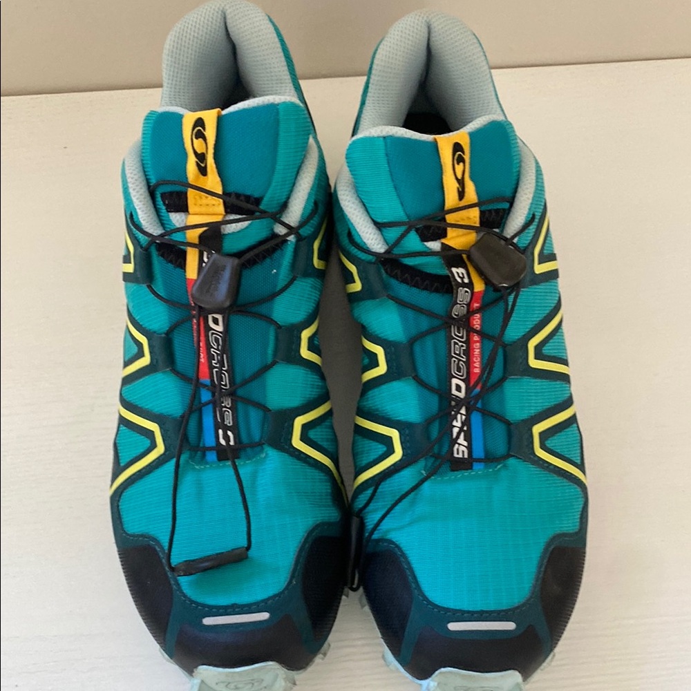 Salomon Teal and Yellow Trail Running Shoes